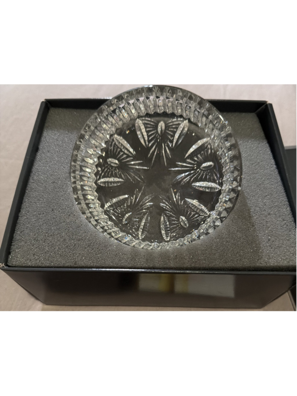 New Waterford Cut Crystal Best Wishes Champagne Wine Bottle Coaster Small Bowl - Picture 5 of 5